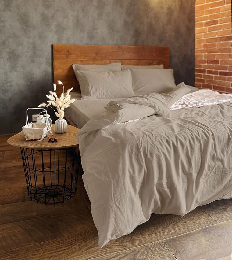 Комплект постельного белья "Миндальный меланж" 2 сп. евро